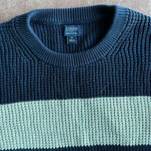 Men’s, Jcrew, medium, navy and ivory, cotton crew neck sweater